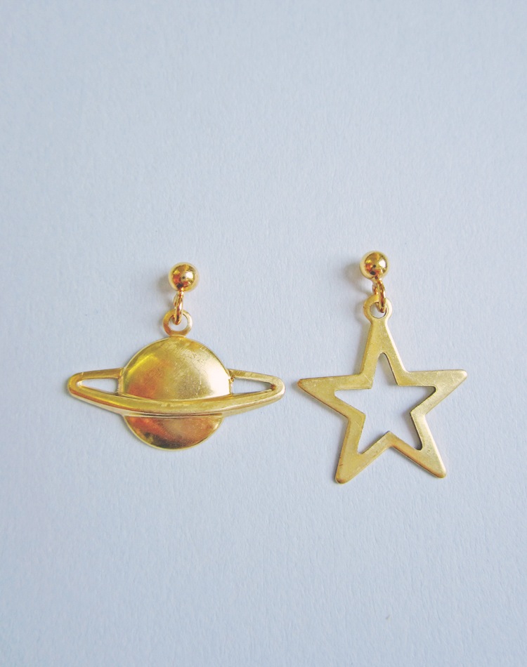 planet star space earrings